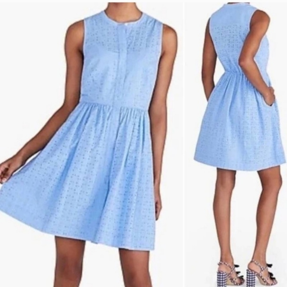 Blue sleeveless eyelet J. Crew shirt dress plus size 22 3X